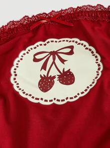 SHEIN MOD Top halter de verano con estampado de cerezas para tallas grandes, top tubo rojo sin tirantes estilo Y2K para fiestas