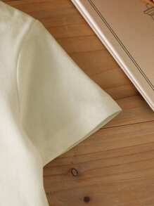 SHEIN 年轻男孩标语图案 T 恤 - 卡其色 - 查看 4