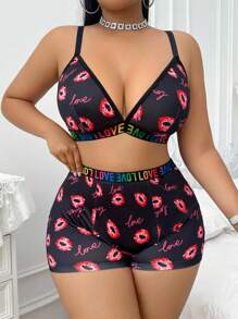SHEIN 2pcs Plus Size Underwear Set (Wireless Bra And Boxer Brief)