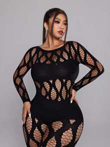 NU&NOW Monos de talla grande para mujer, elásticos, sexy, transparentes y calados