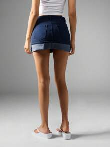 MISSGUIDED Minifalda de mezclilla con dobladillo deshilachado de talle alto, estilo vintage desgastado Y2K para primavera, verano y otoño