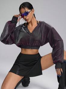 Innovista Váy chữ A lưng cao xẻ tà co giãn, váy ngắn thể thao in họa tiết màu đen kèm quần short - màu đen - Xem 9