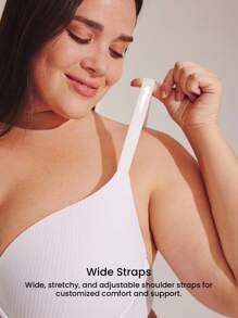 LUVLETTE Plus Dream Curve Support + Smooth White 全覆盖支撑宽肩带基本款 T 恤文胸 - 白色 - 查看 6