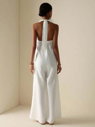 Vesra 女式 V 领无袖连体裤（带口袋）