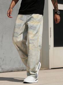 Manfinity EMRG Herren Jeans mit weitem Bein und 3D-Muster - Verschiedenfarbig - Übersicht 6