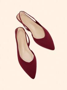CUCCOO BASICS Fashion Black Fabric Pointed Toe Flat Shoes For Women For Christmas - Burgundy - View 5