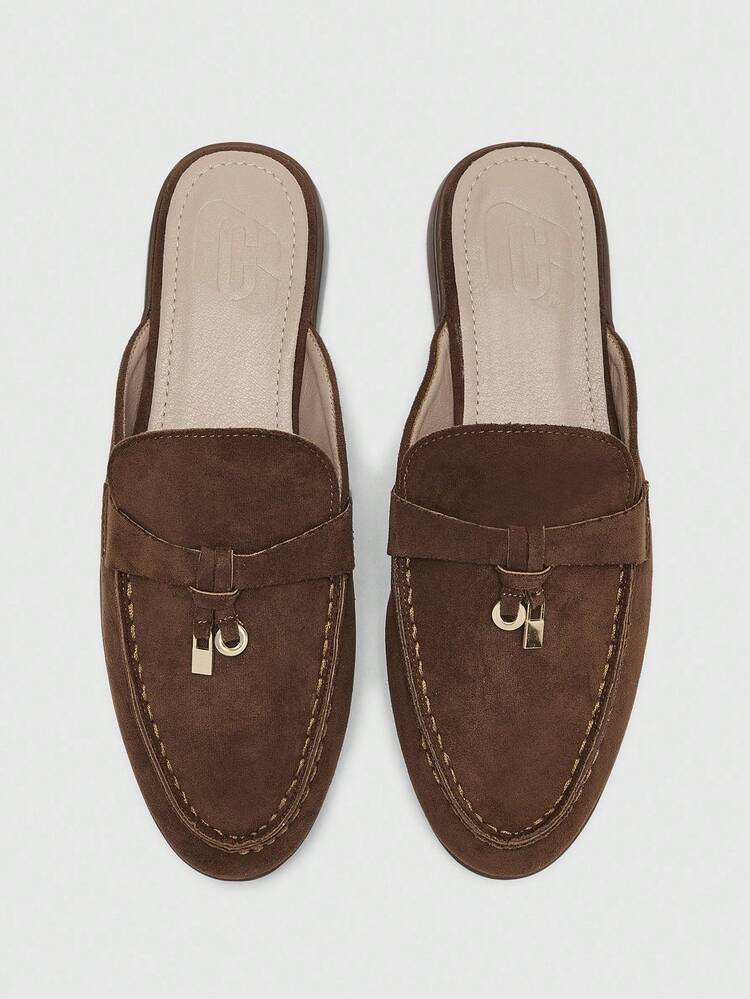 CUCCOO BIZCHIC Women's Fashion Coffee Suede Comfortable Commute Flat Mule Slip-On Loafers, Versatile For Outdoor, Work, Casual Daily Wear For Christmas Spring Shoes