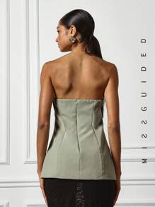 MISSGUIDED Back Zipper Tube Top - Light Grey - View 2