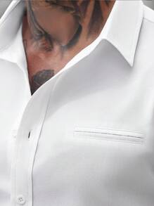 Manfinity Homme Men White Casual Business Short Sleeve Shirt - White - View 4