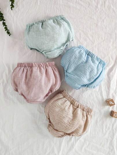 SHEIN Baby Boy 3pcs Summer Casual Simple Solid Color Elastic Waist Bag Shorts