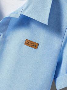 1pc Boy's Casual Versatile Collared Shirt For Spring/Summer, Suitable For Daily Commute And Outdoor Wear - Baby Blue - View 3