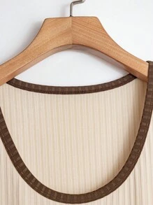 Vionelle 大码女式针织拼色圆领落肩修身优雅高端浪漫T恤