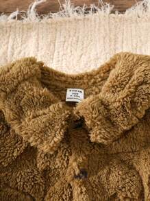 SHEIN Baby Girl Spring&Autumn Casual Style Coat Short Sleeve Cardigan Fall Winter - Brown - View 5