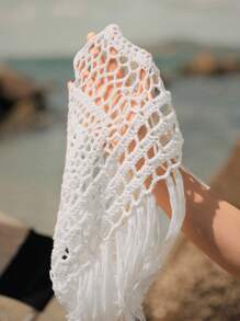 Lumivelle 1Set Women Halter Tie Bikini Top And Crochet Mini Skirt Beach Dress For Summer Beach Vacation - White - View 6