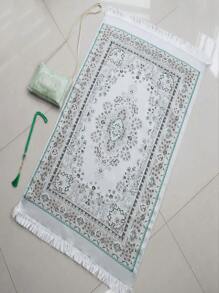 SHEIN 3 件套中东风格印花地毯套装，配有手提袋和流苏装饰，轻便、舒适、防滑地毯 - 彩色 - 查看 12