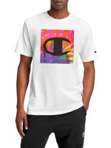 Champion 男士夏季休闲扎染印花短袖T恤 - 白色 - 查看 1