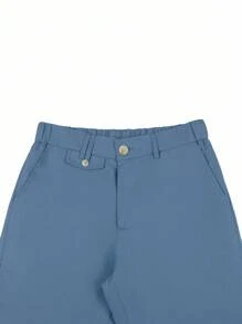 Calvornis Men's Solid Color Casual Simple Business Pants - Baby Blue - View 6