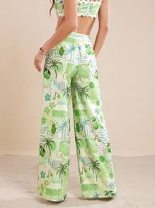 L'Amorae Damen Sommer Früchte Muster Patchwork Träger Hosen, Urlaubsstil