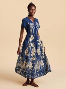 Travachic Vestido largo de ajuste holgado con estampado tejido para vacaciones para mujeres, atuendos de verano para mujeres, ropa de playa, primavera y verano, Pascua, atuendos de vacaciones, atuendos de playa para mujer, vacaciones de primavera, atuendos de vacaciones para mujeres, atuendos de concierto para mujeres, BOHO, bohemia, festival de música, ropa de mujer para vacaciones tropicales, romántica, blusas para salir, atuendos para citas para mujeres, toda la ropa de mujer, ropa de otoño, otoño