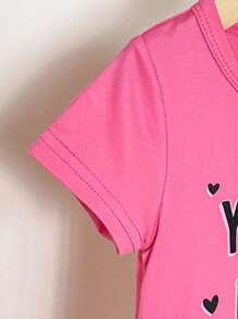 Bộ 3 váy mùa hè cho bé gái in hình khẩu hiệu đáng yêu, mặt cười, nơ xinh xắn, mọi thứ đều đơn giản - Nhiều màu - Xem 3