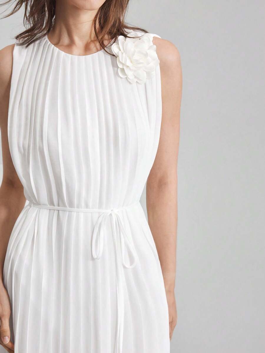 Ontre 秋季白色商务休闲连体连衣裙、婚礼宾客礼服、女士万圣节服装、女士教师装、女士约会夜装 - 白色 - 查看 1