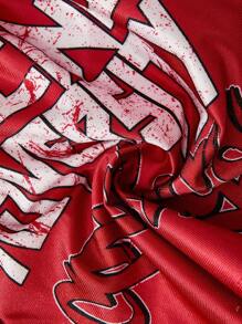 ROMWE MEN Street Life 2pcs Street Style Boxing Sports Character Print Top Suit - Multicolor - View 7