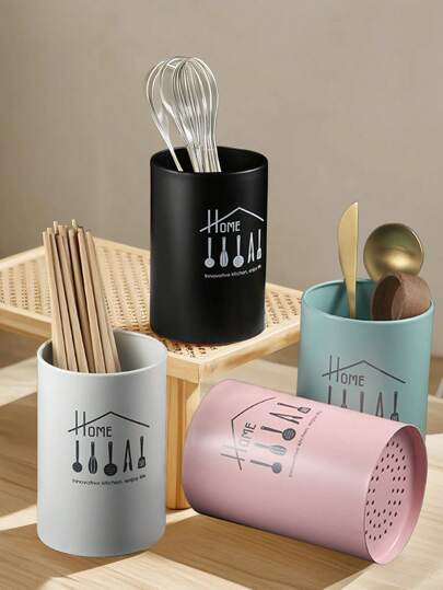 Creative Kitchen Storage, Utensil Storage, Spoon And Fork Storage, Kitchen Utensil Storage And Storage, Kitchen Countertop Utensil Rack Stainless Steel Utensil Rack Spoon Rack (White Black Pink Green)