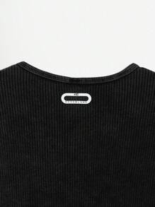 NEON BLANC Men's Street Fashion Knitted Crew Neck Letter Graphic Long Sleeve T-Shirt, Fall, Couple Things
