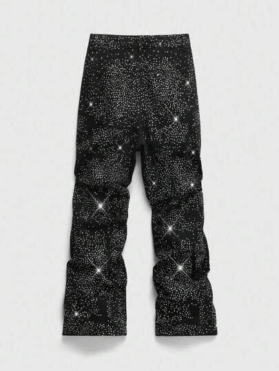 Street Life Men's Fashionable Rhinestone Embellished Flare Leg Jeans, No Belt