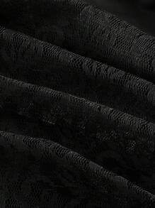 SHEIN MOD Sự thanh lịch theo phong cách Boho-Western: Chân váy Maxi ren và voan bồng bềnh thập niên 70 màu đen - Người bạn đồng hành dễ dàng cho những buổi dã ngoại và phiêu lưu theo phong cách Bohemian - màu đen - Xem 4