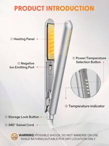 SHEGLAM HAIR 時尚別緻的 Insta-Heat 直髮造型器，二合一直發和捲髮，負離子直發器，10 分鐘快速拉直，智能記憶設置，5 種溫度設置，100-240V 通用電壓，適合全球旅行 - 美國插頭 生日 禮物 假期 粉紅色的 氛圍 化妝品 旅行 學校 節慶 玫瑰 展示 女孩 魅力 護髮 母親節 想要 時尚 銳舞派對 - 黃色 - 查看 9