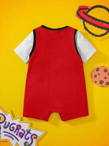 Nick 90s | SHEIN 男婴卡通图案运动可爱休闲连体衣 - 紅色 - 查看 2