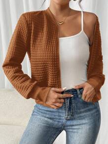 SHEIN Frenchy 女士秋冬休闲纯色长袖短款拉链夹克