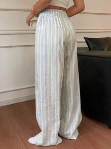 DAZY Striped All-Over Print Straight-Leg Women Pajama Bottoms, Fall - Yellow - View 2