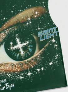 ROMWE MEN Street Life Men's Crew Neck Sleeveless Eye Printed Casual Tank Top For Summer, 2000s Style