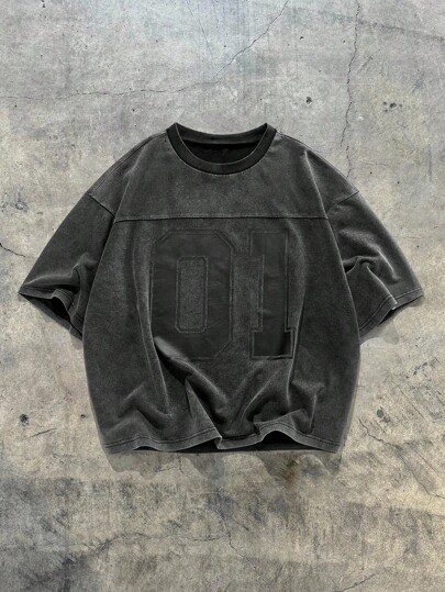 EASEVO Conjunto de camiseta de manga corta y pantalones cortos con estampado de letra para hombres de talla grande informal