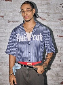 AXEPEAK 男士翻领短袖宽松印花休闲衬衫 - 彩色 - 查看 4