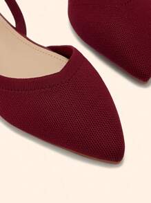 CUCCOO BASICS Fashion Black Fabric Pointed Toe Flat Shoes For Women For Christmas - Burgundy - View 3