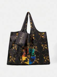 HARRY POTTER X SHEIN 时尚学院徽章图案防水大容量手提包 - 彩色 - 查看 2