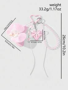 ROMWE Kawaii 1 件 INS 可爱逼真蝴蝶兰，闪闪发光的珠子，亚克力蝴蝶结装饰，非常适合手机挂饰、钥匙扣、包包吊坠、女士日常佩戴、礼物 - 粉色 - 查看 6