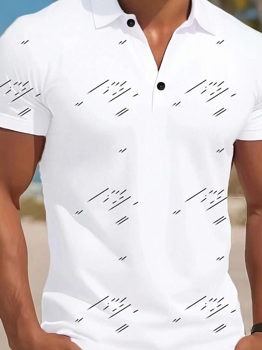 Manfinity Homme 男士拼色印花短袖休闲 Polo 衫