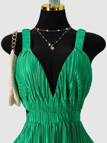 Maweii Combinaison à fines bretelles couleur unie pour femme en grande taille, idéale pour les vacances et les tenues décontractées. Combinaison sexy pour les vacances d'été à la plage, style bohème. Tenue pour les fêtes des fiertés, les vêtements de style occidental, les tenues d'anniversaire, de enterrement de vie de jeune fille, de concert, de club - Vert - Voir 3