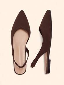 CUCCOO BASICS Giày bệt mũi nhọn vải đen thời trang nữ - màu nâu - Xem 4