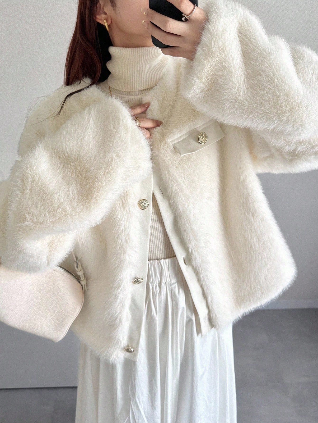 Faux fur collar cardigan