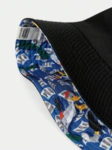 LOONEY TUNES X SHEIN Cartoon Pattern Fashionable Cute Reversible Bucket Hat - Black - View 6