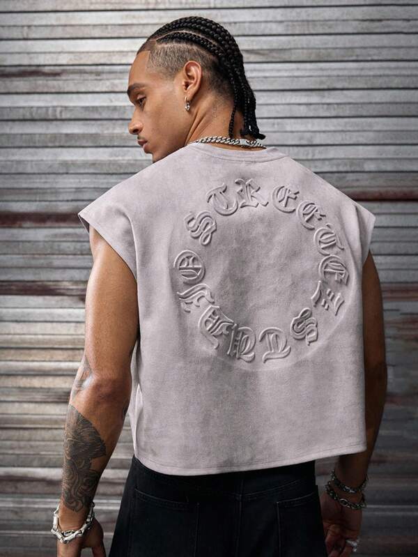 AXEPEAK Multiple Size Loose Fit Printed Crew Neck Men's Tank Top