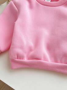 SHEIN 4pcs/Set Baby Girl Cute Solid Color Thermal Lined Long Sleeve Sweatshirt, Suitable For Autumn And Winter