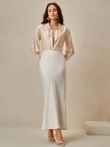 Anewsta Ladies' Independence Day In Spring And Summer, The New Small Fragrance Lace Heavy Craft Collar Custom Hand Beaded Embroidery Cute Long-Sleeved Pink Shirt Top. - Pink - View 5