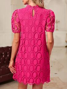 SHEIN Clasi Elegant Lace A-Line Dress, Flattering For All Body Types,Valentine's Day Dress,Red Dresses Classy Elegant - Hot Pink - View 2