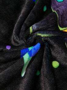 Rick and Morty X SHEIN Cartoon & Letter Pattern Flannel Blanket,Spring / Winter - Black - View 6